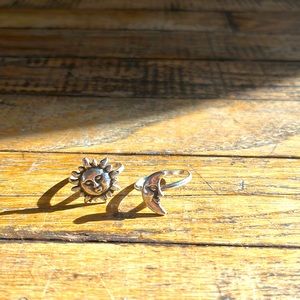 Sterling Silver Sun and Moon Rings